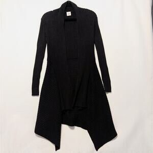 Cabi Sweetheart Sweater #3164 Long Draped Ribbed Asymmetric Open Cardigan sz.S